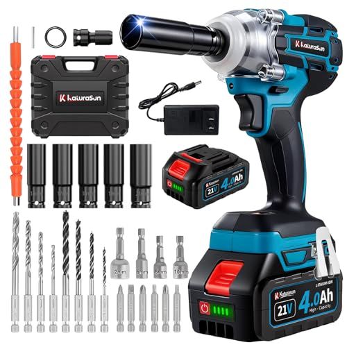 迅速に発送 新しいアップグレード 電動インパクトレンチ タイヤ交換 650 N.m 高トルク ブラシレスモーター 21 V 4000 mAhバッテリー インパクト 無断変速 自動停止モード 正逆切替 電動工具 一台3役 多機能 DIY 家庭用 fc 35 dd 24