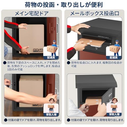  VARNIC 宅配ボックス DIY ポスト一体型 大容量 宅配BOX 戸外 防水 水が溜まらない 防塵 防錆 防犯 郵便受け 扉左右変更 取り付け簡単 マグネットシート付き 郵便ポスト 要組立品 戸建て用 個人宅 レッド m 8 a dbcd 3 その他 キッチン 食器