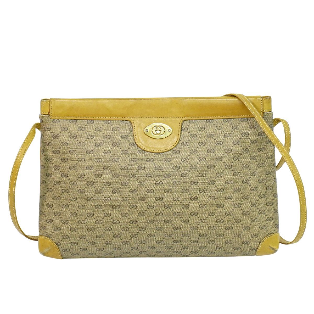 本物 グッチ GUCCI オールドグッチ マイクロGG ショルダーバッグ ポシェット PVC ブラウン バッグ 中古・ GUCCI - 本物 グッチ GUCCI オールドグッチ マイクロGG ショルダー