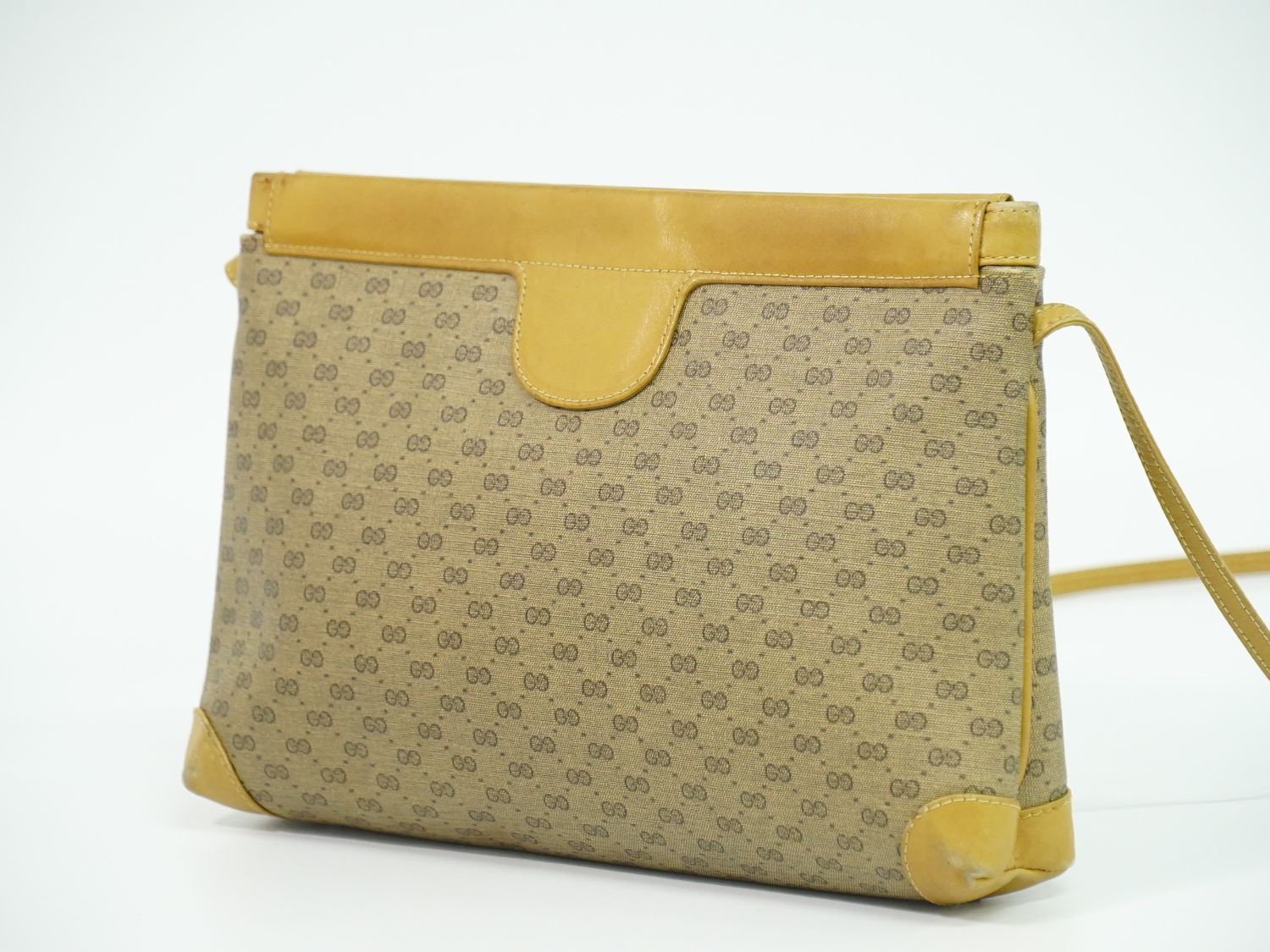 本物 グッチ GUCCI オールドグッチ マイクロGG ショルダーバッグ ポシェット PVC ブラウン バッグ 中古・ 本物 グッチ GUCCI オールドグッチ マイクロGG ショルダーバッグ
