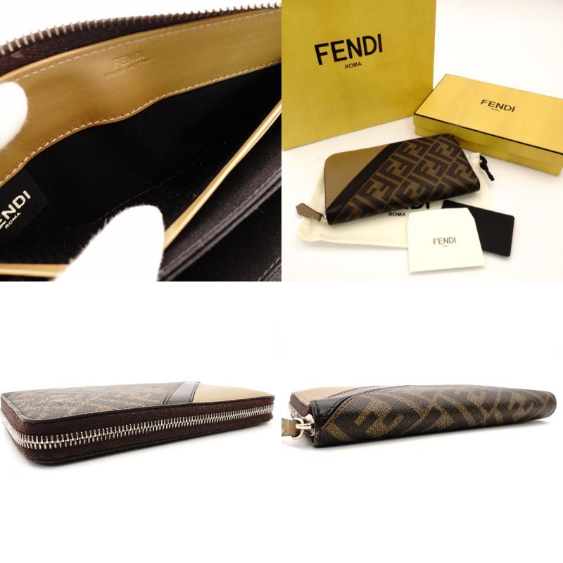 フェンディ FENDI ズッカ 長財布 ブラック×ブラウン 財布 メンズ
