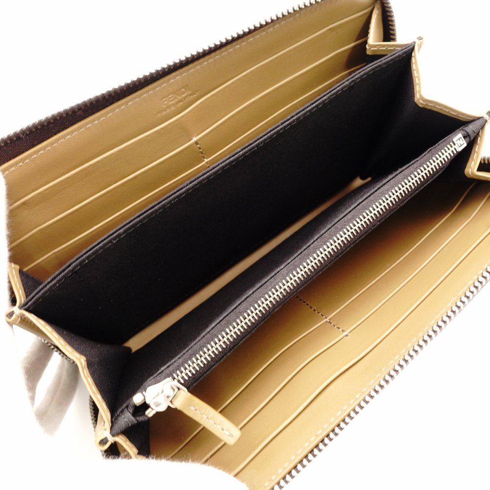 フェンディ FENDI ズッカ 長財布 ブラック×ブラウン 財布 メンズ