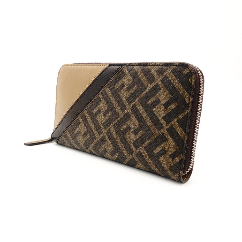 Fendi 長財布 ブラウン/ベージュ/ブラック フェンディ FENDI ズッカ 長財布 ブラック×ブラウン 財布 メンズ