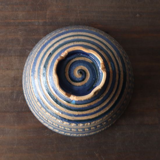  蓮光山 守繁徹千代 萩焼 飯碗 青 直径13.5×高さ6 cm 飯碗 食器