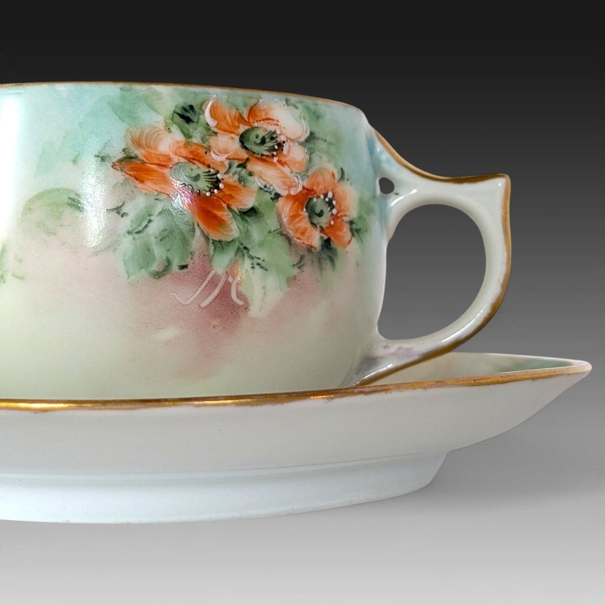 セーブル・ババリア 手描き花絵＆金彩 カップ＆ソーサー プレート2枚