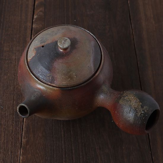 急須 桟切 松岡誠悟 備前焼 直径10 高さ10 cm 取っ手 口除く