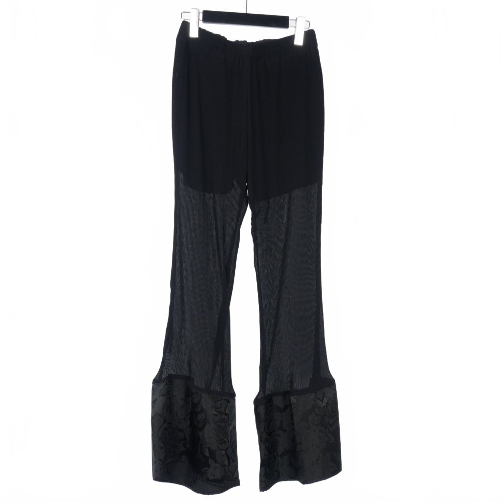 FUMIE TANAKA チャイナパンツ　黒 フミエタナカ FUMIE=TANAKA プリーツパンツ フレア シースルー