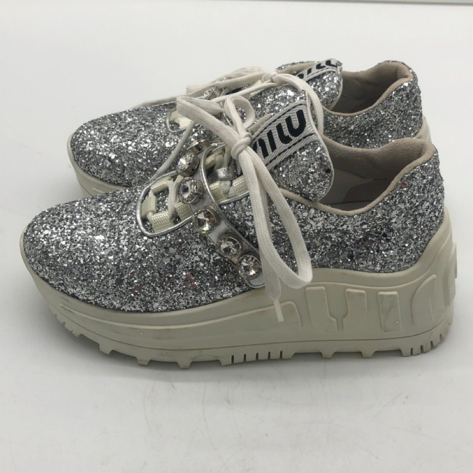 MIU MIU ミュウミュウ グリッター 厚底 スニーカー シルバー ラメ
