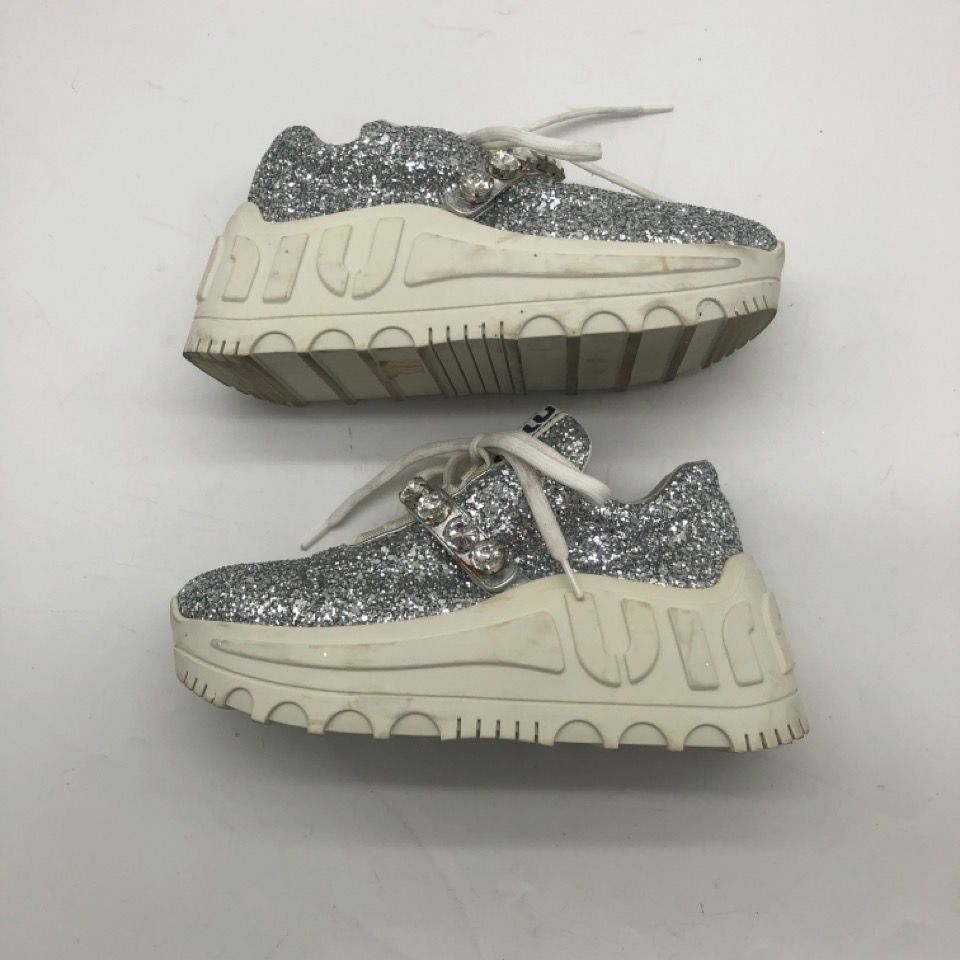 MIU MIU ミュウミュウ グリッター 厚底 スニーカー シルバー ラメ