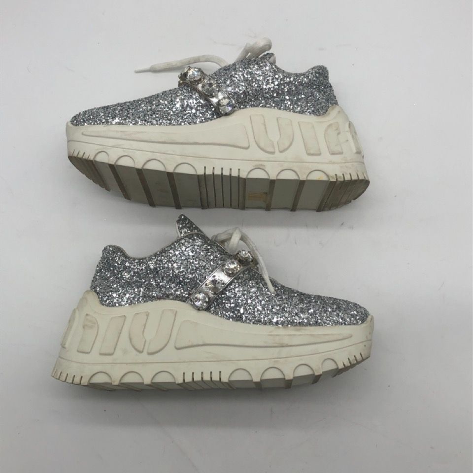 MIU MIU ミュウミュウ グリッター 厚底 スニーカー シルバー ラメ