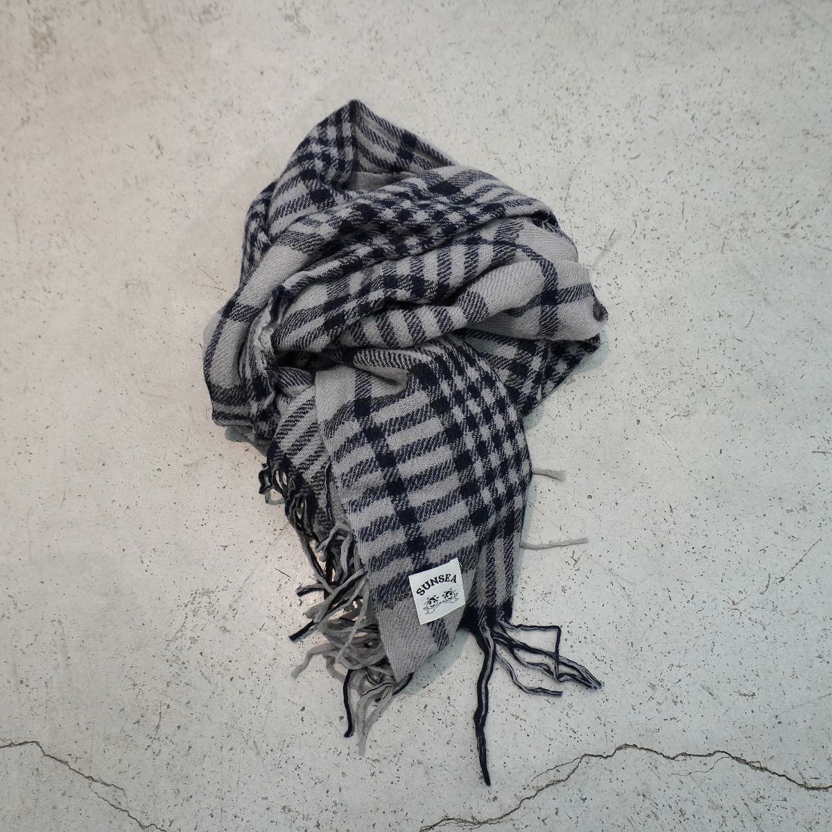 SUNSEA サンシー Wool Check Stole Long 大判 チェック マフラー