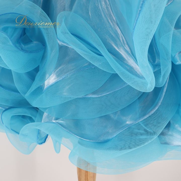 社交ダンス 衣装 白樺ドレス ラテン ドレス ワンピース フリル 水色