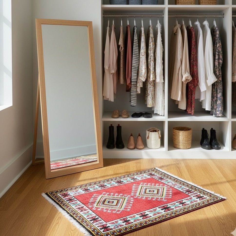 ホラサン産 ペルシャ絨毯 玄関マット サイズ 65×83cm（手織り・草木染