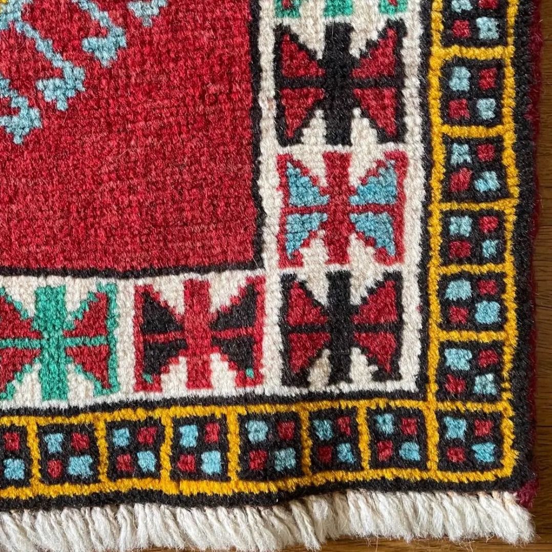 トライバルラグ 玄関マット ホラサン産 本物 ペルシャ手織りウール絨毯 トライバルラグ 玄関マット ホラサン産 本物 ペルシャ手織り ウール絨毯