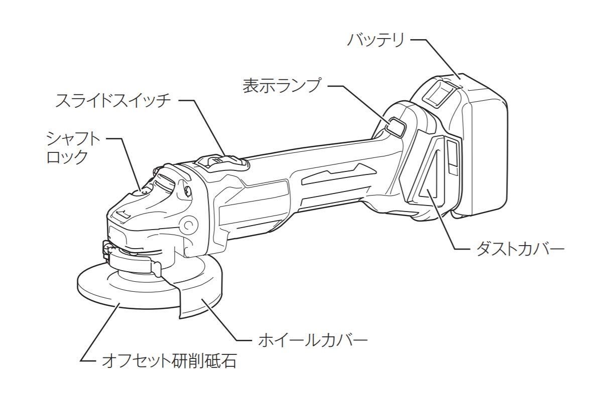 マキタ ディスクグラインダ18 V 100 mmスライドスイッチ バッテリ充電器別売 本体のみ 18 スライドスイッチ型