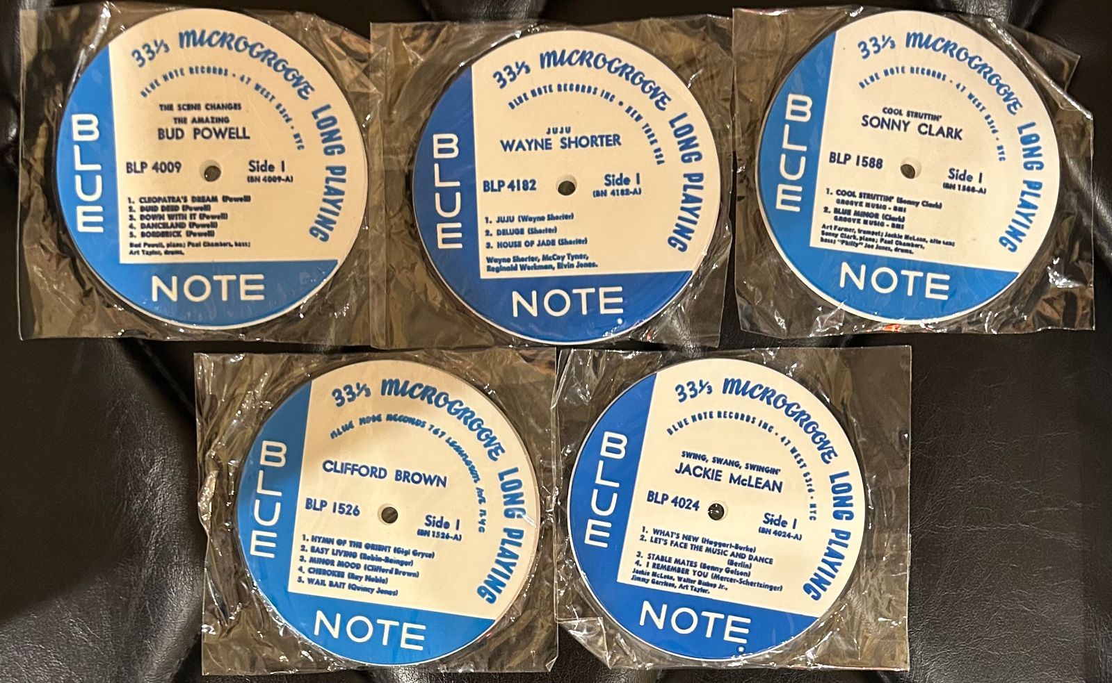 【希少！限定特典ゴム製コースター】バド・パウエル - ウェイン・ショーター - ソニー・クラーク - ジャッキー・マクリーン - クリフォード・ブラウン 「Blue Note プレミアム復刻シリーズ 特典コースター5枚セット(※未使用品)」 ブルーノート
