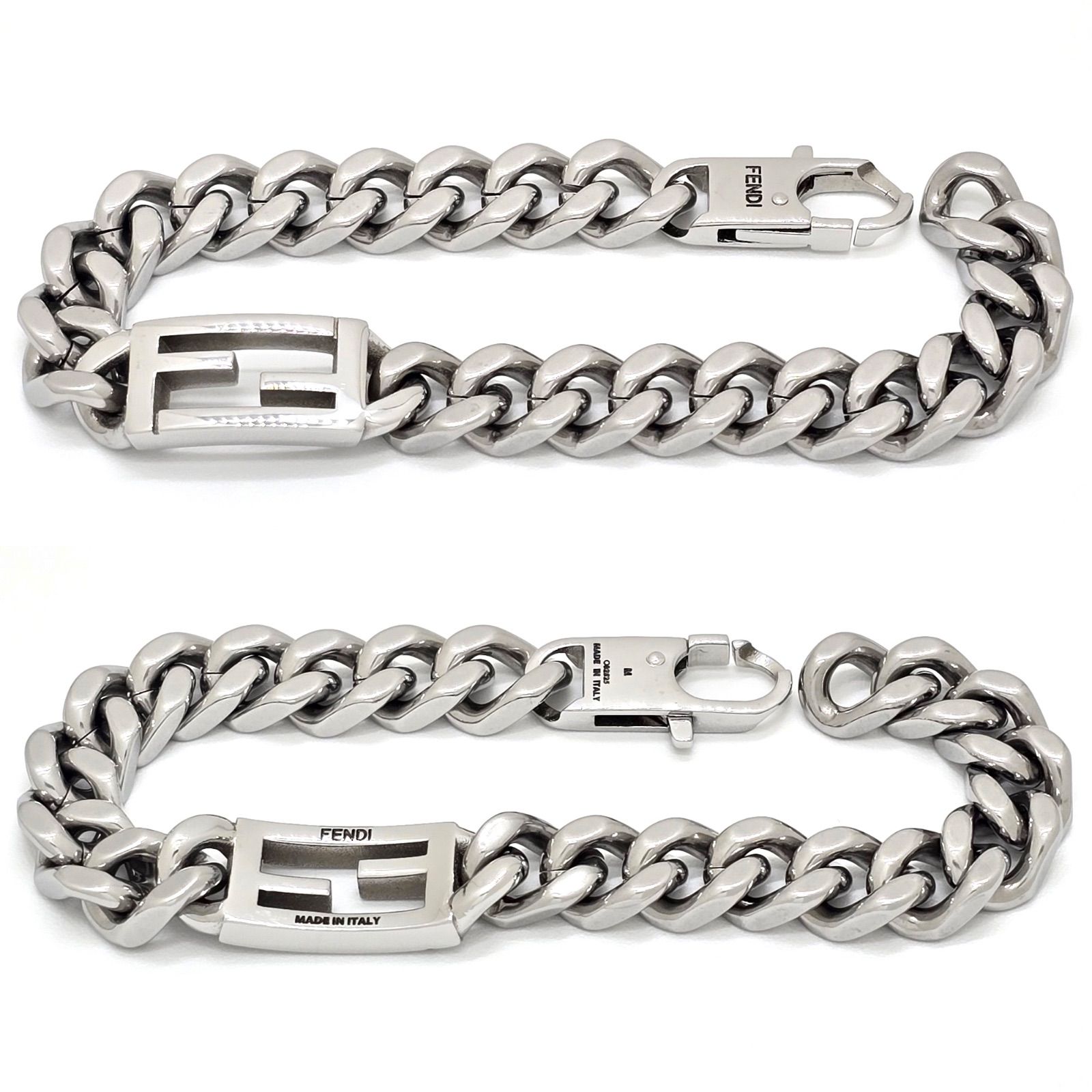 FENDI バゲットブレスレット シルバー FENDI フェンディ バゲット ブレスレット M 腕周り約18.5㎝ シルバー