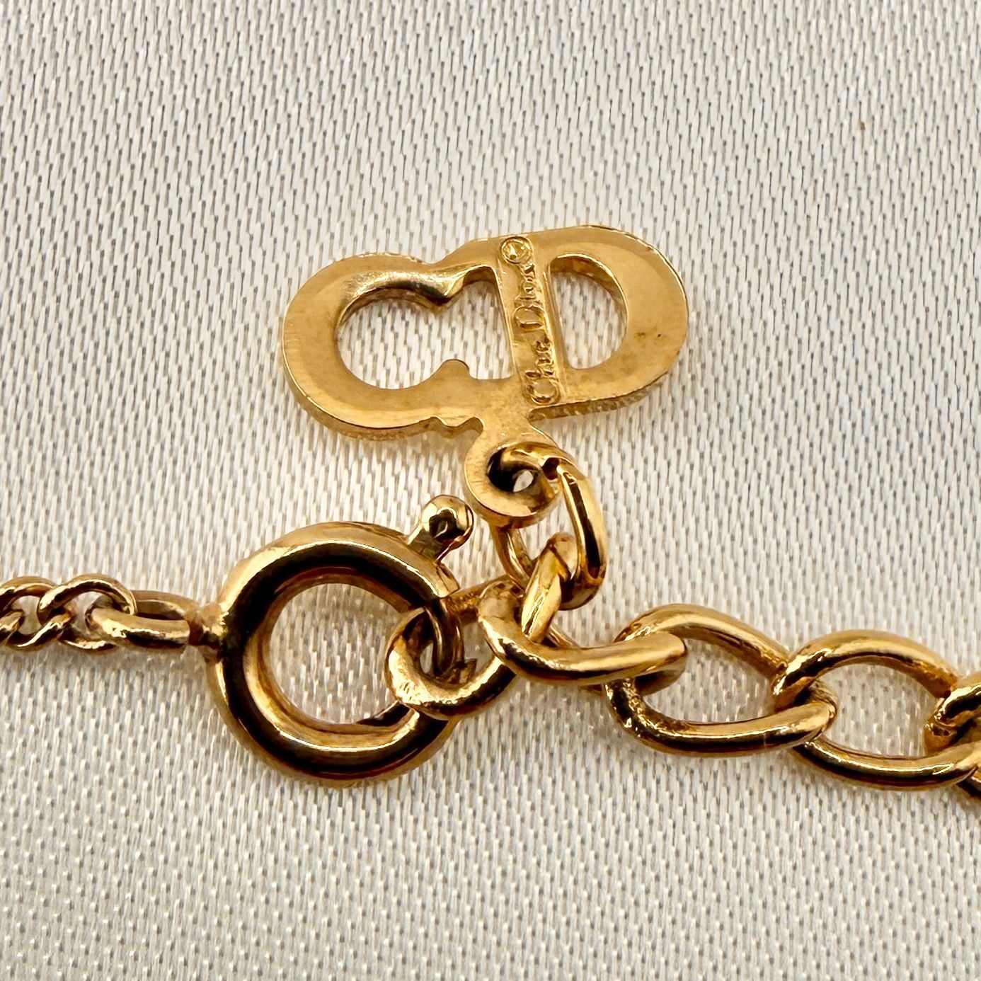 箱付 美品 クリスチャンディオール ネックレス CDロゴ サークル クリア