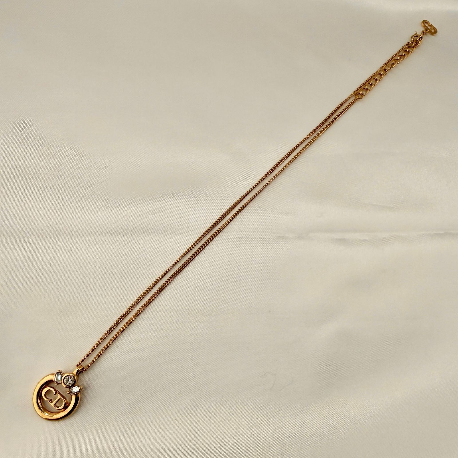 箱付 美品 クリスチャンディオール ネックレス CDロゴ サークル クリア