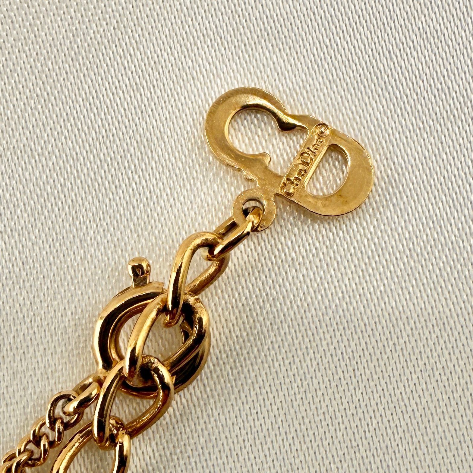 箱付 美品 クリスチャンディオール ネックレス CDロゴ サークル クリア