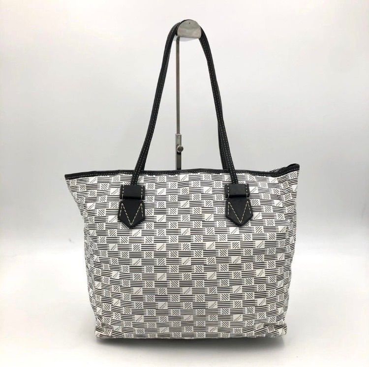 MOREAU PARIS モローパリ トートバッグ 白 黒 総柄 PVC レザー - メルカリ