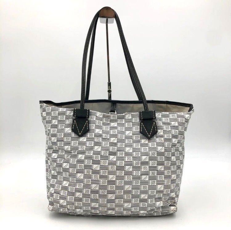 MOREAU PARIS モローパリ トートバッグ 白 黒 総柄 PVC レザー - メルカリ