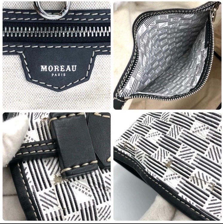 MOREAU PARIS モローパリ トートバッグ 白 黒 総柄 PVC レザー - メルカリ