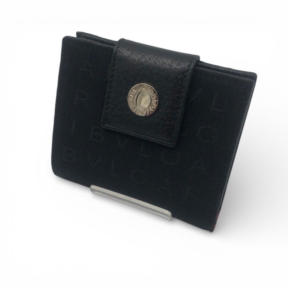 ✨新品未使用・箱証明書付き✨　BVLGARI ミニ財布　ロゴマニア　キャンバス 節約 ✨未使用展示品・箱証明書付✨ BVLGARI ミニ財布 ロゴマニア ビー