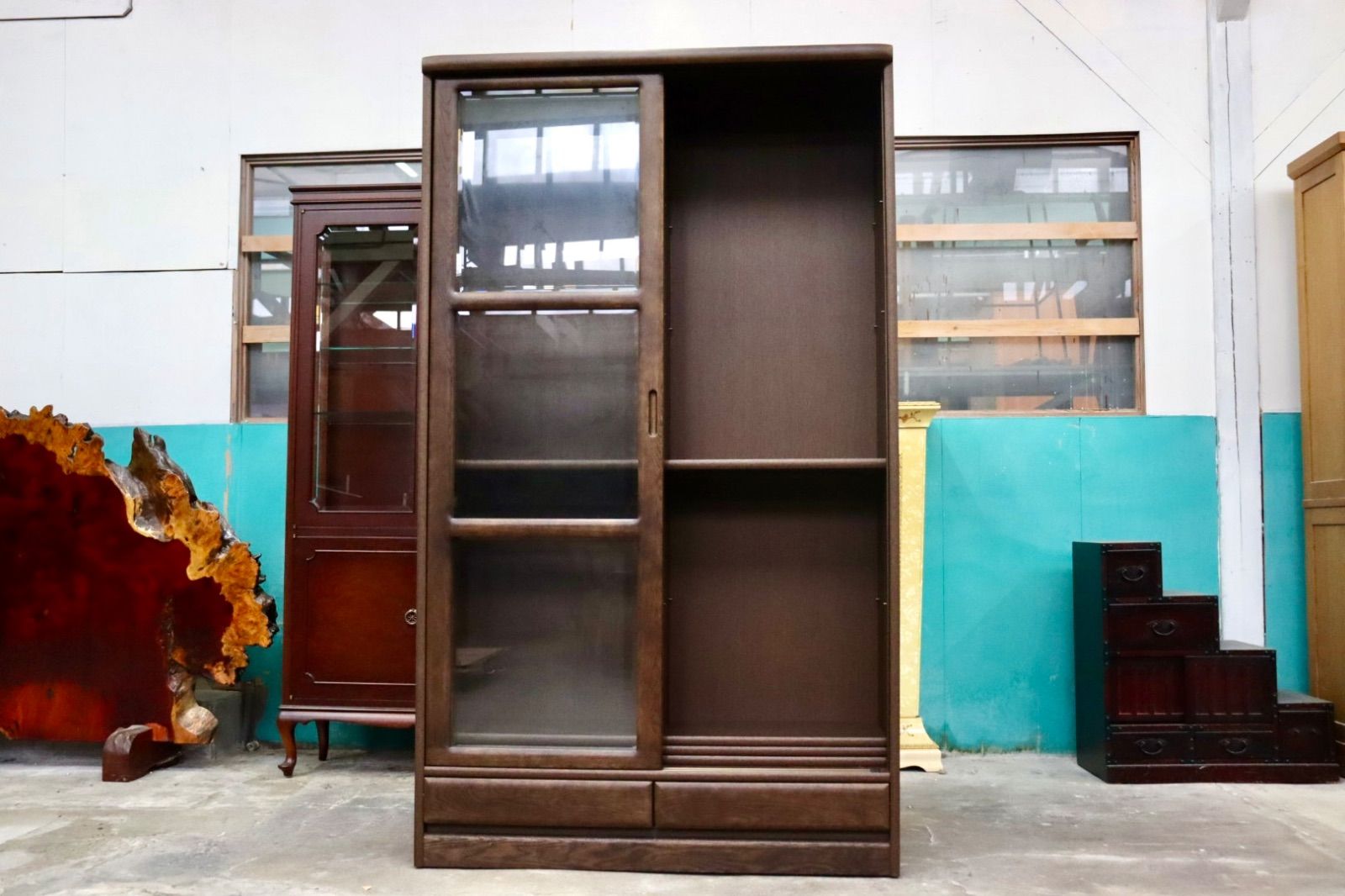 【浜本工芸】本棚　書棚　ブックシェルフ　キャビネット 浜本工芸】 書棚 No.3600G 幅105cm ナラ材 国産家具 | Ohkawa ONLINE