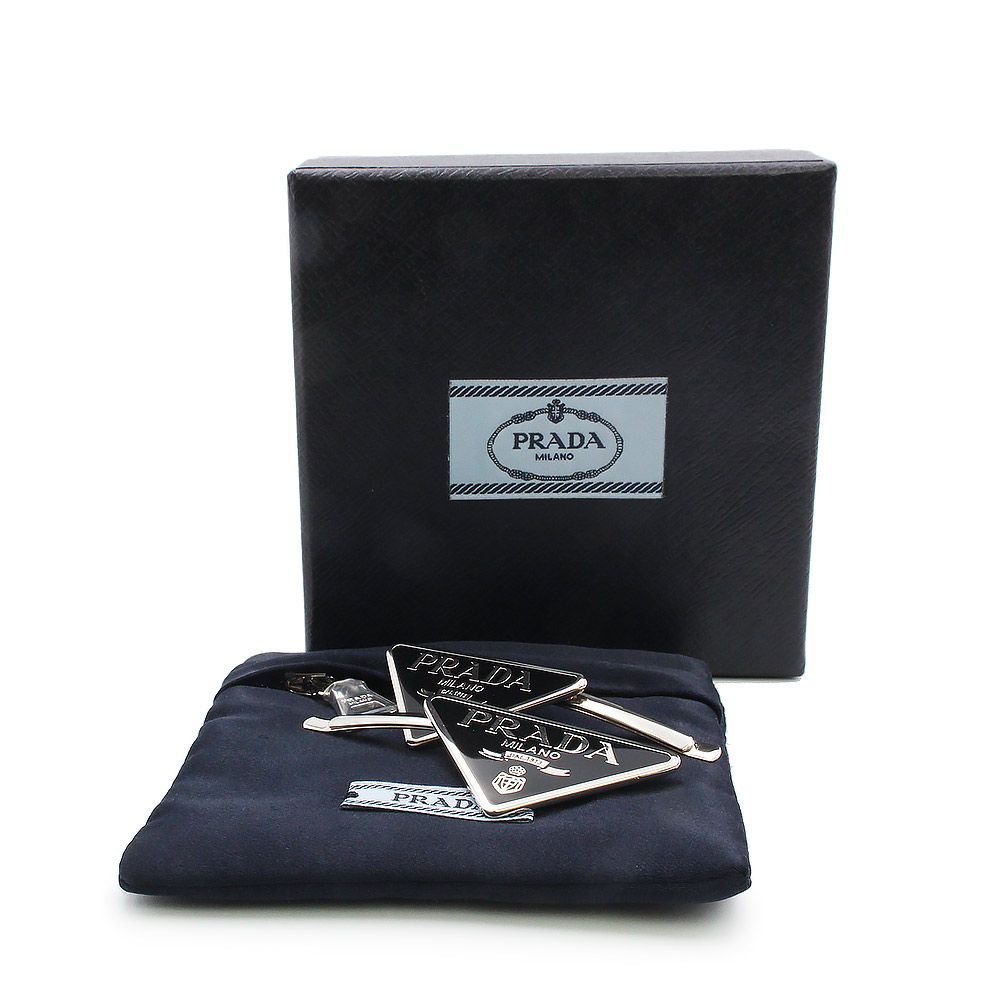 PRADA メタル　ヘアクリップ　トライアングル　ロゴプレート　ヘアピン プラダ PRADA トライアングルロゴ ヘアピン ヘアクリップ SYMBOL METAL