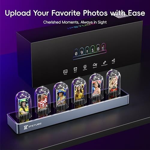  Nixie tube clock ニキシー管クロック デジタル写真アップロード機能 モバイルアプリ制御 時刻 天気 温度表示 ダイナミックRGB照明 耐久性アルミ合金ベースp e 63090 d 2 調理器具セット 食器セット その他 キッチン 食器