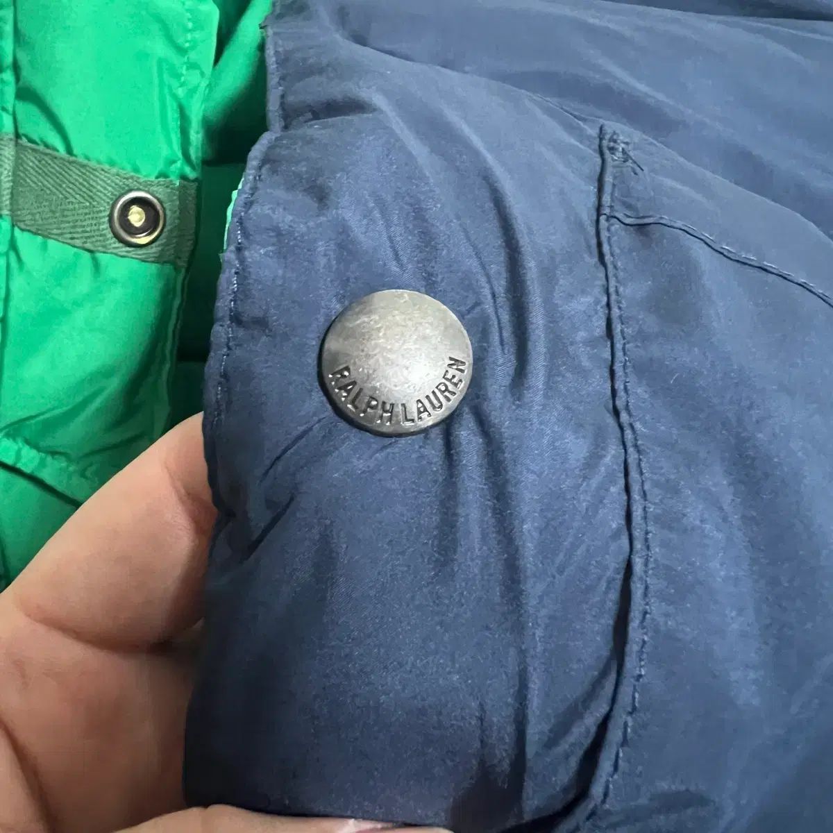 ポロラルフローレン キッズ グリーン+ネイビー リバーシブル ダウン