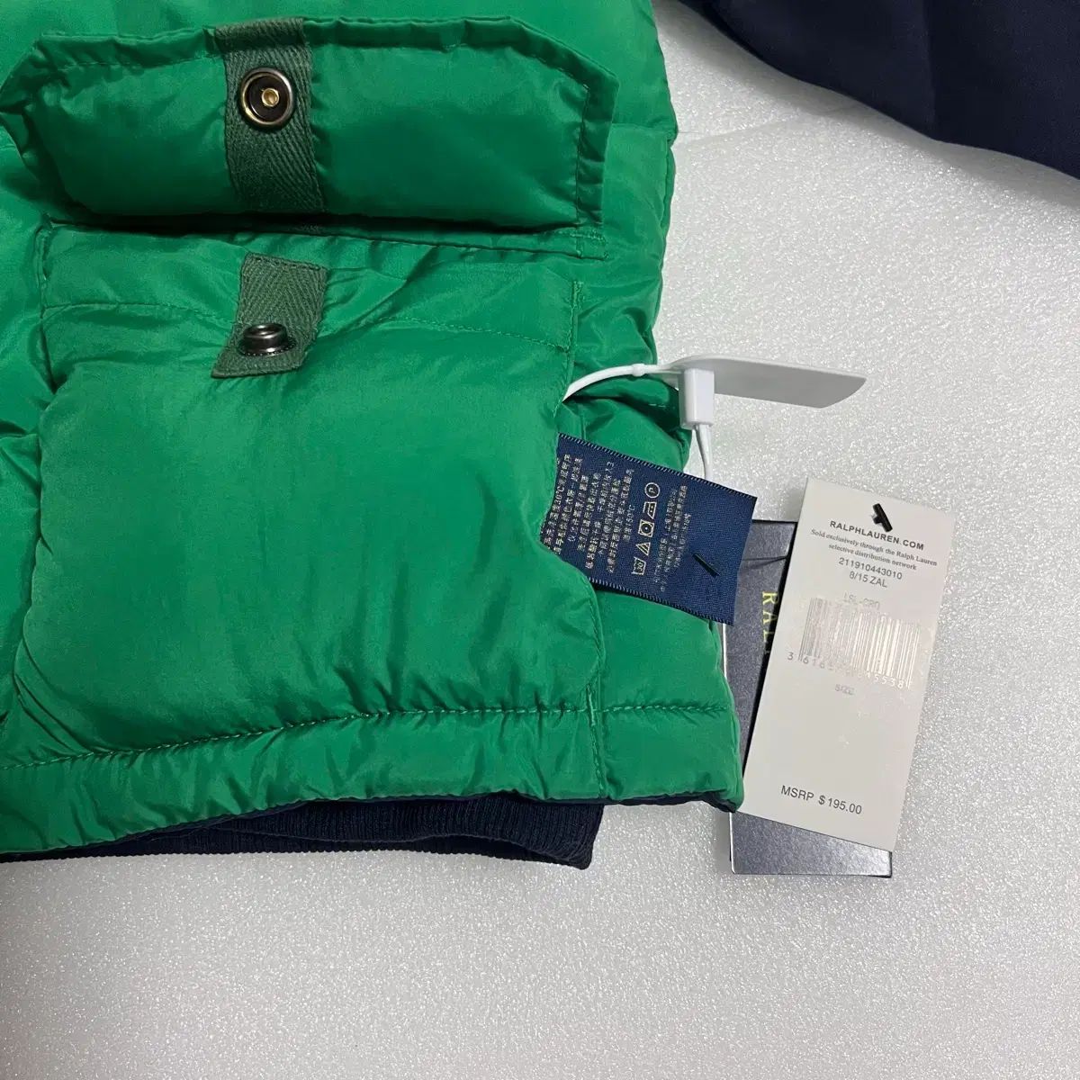 ポロラルフローレン キッズ グリーン+ネイビー リバーシブル ダウン