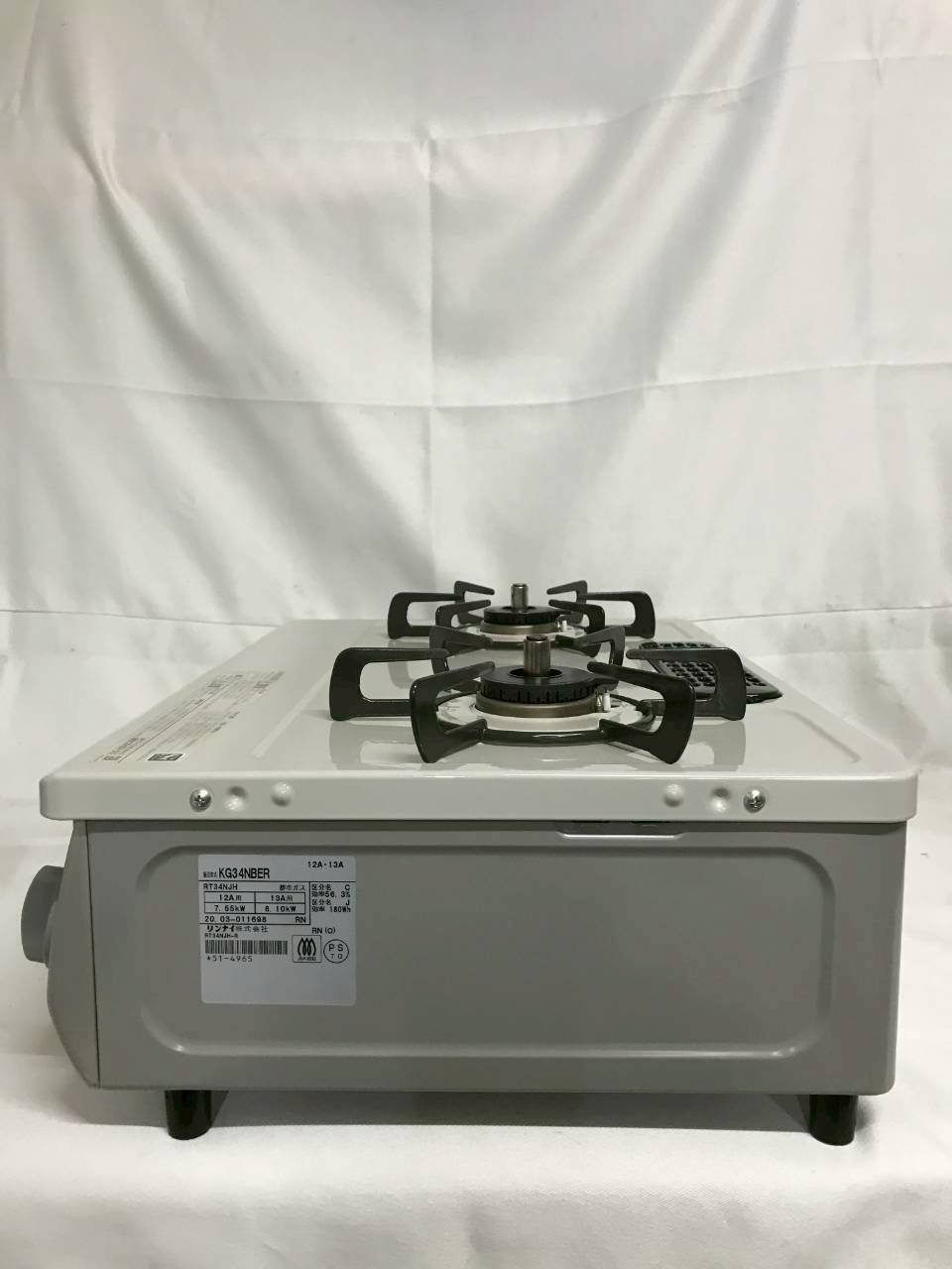 【北見市発】リンナイ Rinnai ガスコンロ KG34NBER RT34NJH 2020年製 白 一人暮らし 新生活 引っ越し 都市ガス (E3919mkyYM) 北見市発】リンナイ Rinnai ガスコンロ KG34NBER RT34NJH 2020年製 白