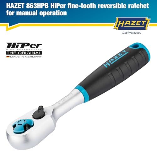 HAZET ハゼット 863 HPB HiPer ラチェットレンチ 1|4インチ ビット用 ファインギア ギア 4度送り クロムバナジウム鋼 超高耐久 狭所作業 自動車整備 メンテナンス エルゴノミックグリップ ドイツ製 ブルー×ブラック m