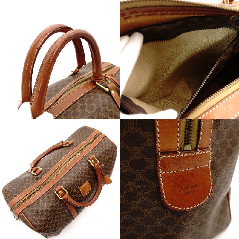 セリーヌ CELINE マカダム ボストンバッグ ブラウン系 PVC レザー