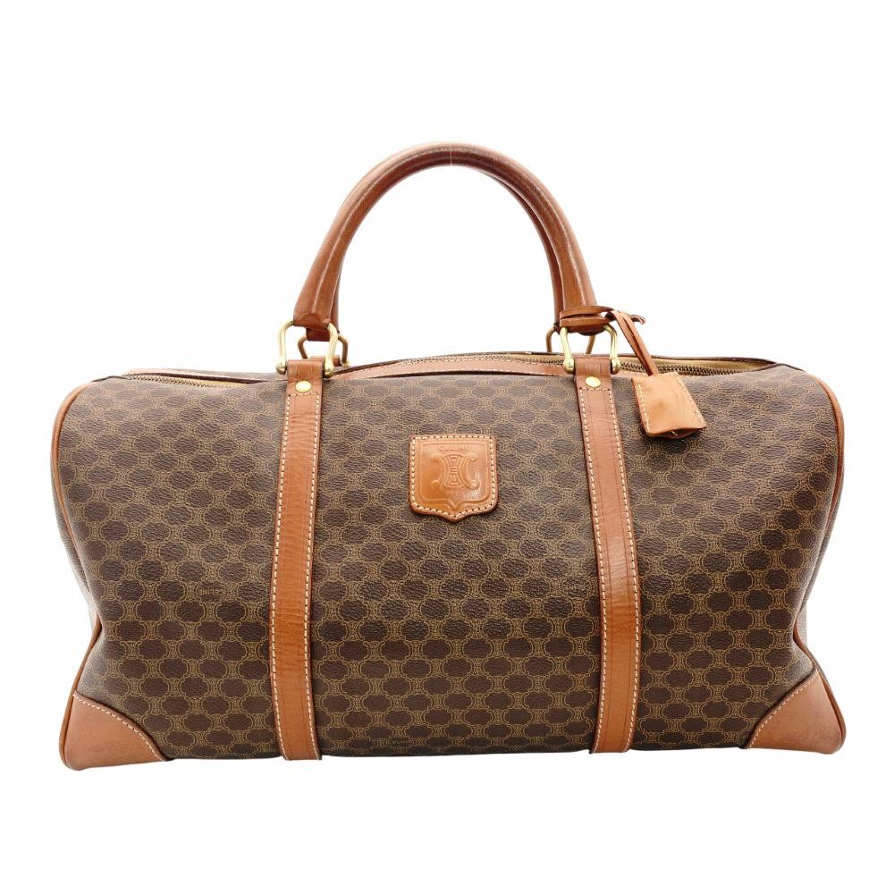 セリーヌ CELINE マカダム ボストンバッグ ブラウン系 PVC レザー