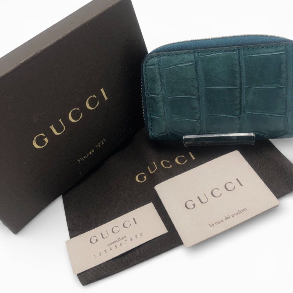 ほぼ未使用品 GUCCI グッチ コインケース カードケース クロコ