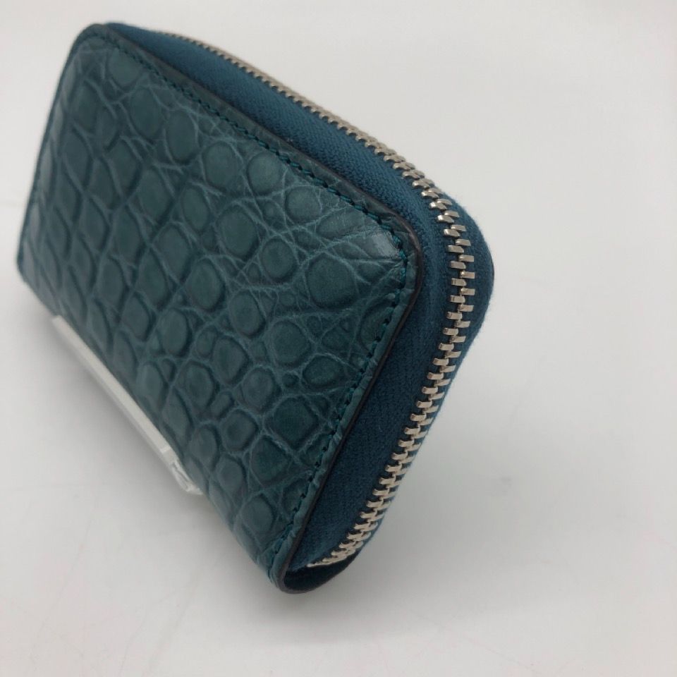 【未使用保管品】グッチ ケース クロコ ラウンドジップ ターコイズブルー ほぼ未使用品 GUCCI グッチ コインケース カードケース クロコ