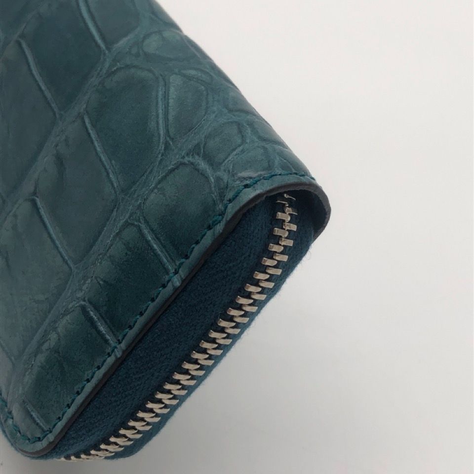 【未使用保管品】グッチ ケース クロコ ラウンドジップ ターコイズブルー ほぼ未使用品 GUCCI グッチ コインケース カードケース クロコ