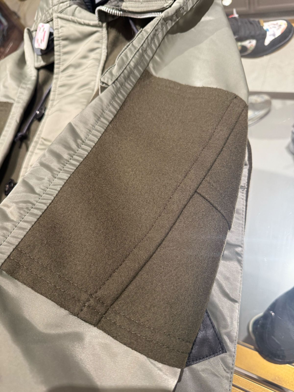 Sacai (サカイ) 21AW ナイロン切り替え ドッキング ウール フーデッド