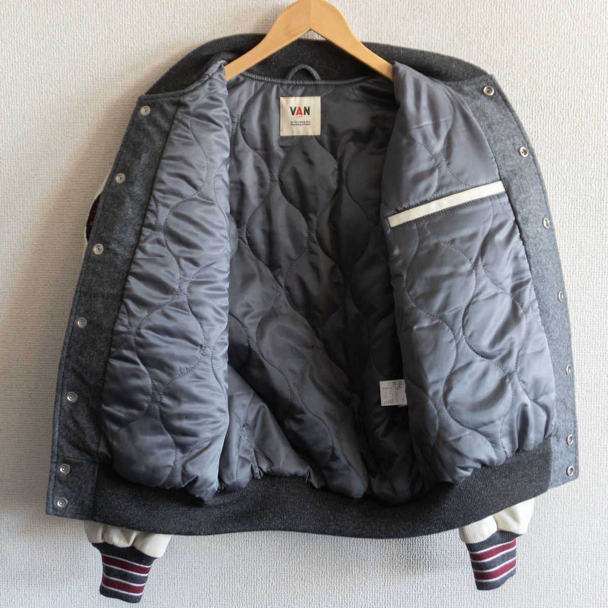 美品】VAN JAC【袖レザー スタジャン】M ヴァン ワッペン スタジアム