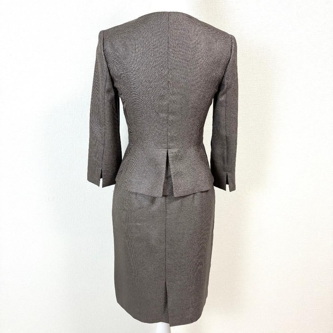 美品 ANAYI ノーカラージャケットスカートセットアップ 36 グレー