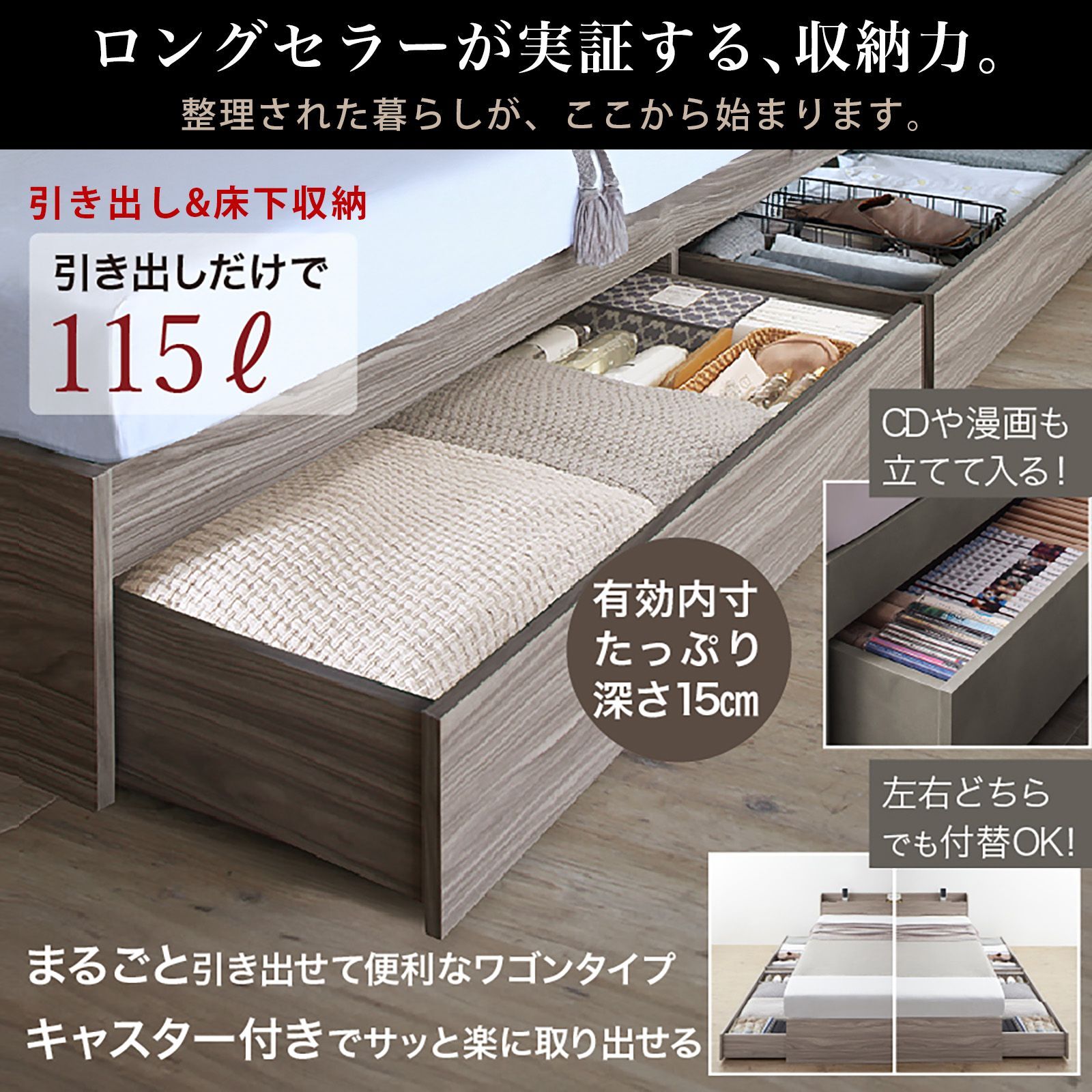 ダブル ベッドフレーム ベッド マットレス付き 収納 INNOTEX_INOMAT01