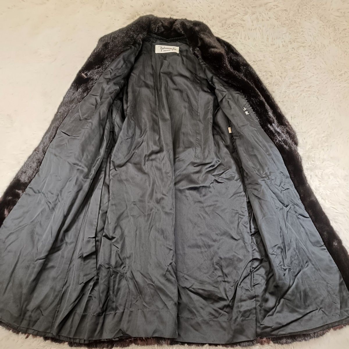 着丈113cm ブラックミンク ロング 本毛皮 ファーコート なめし柔らか