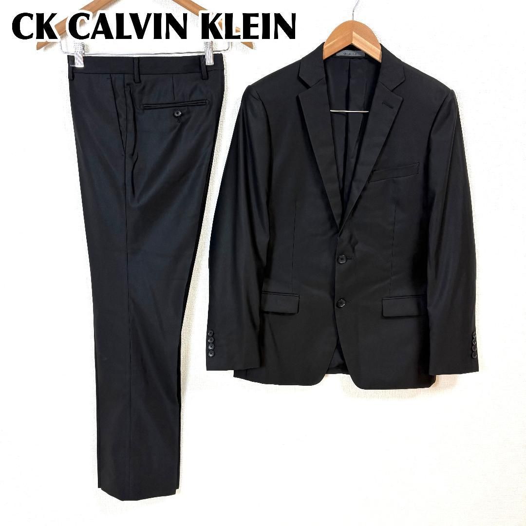 ✨オンワード樫山 カルバン・クライン スーツ セットアップ 光沢感有り 美品】 カルバンクライン光沢ブラック スーツセットアップ 上36下30
