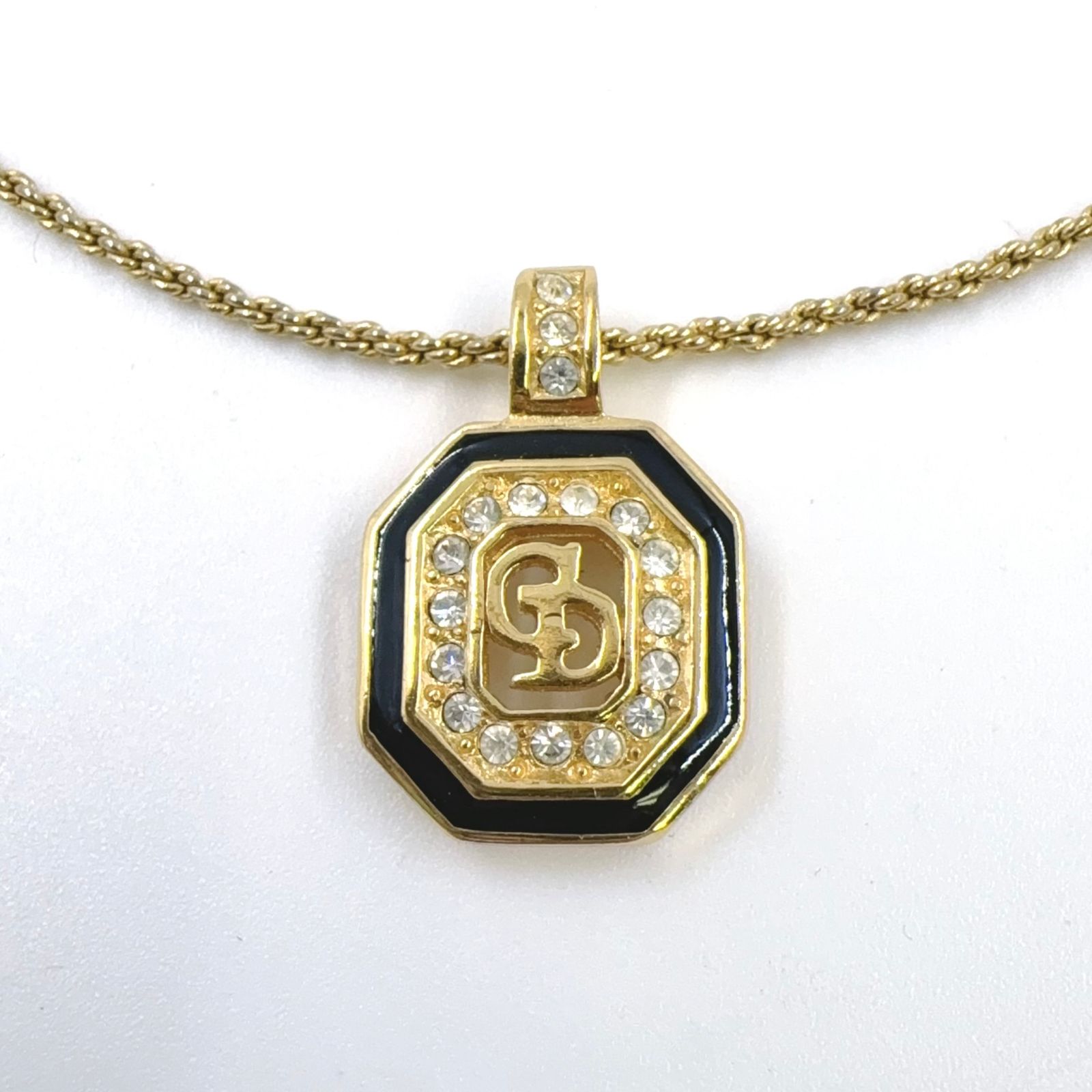 Christian Dior CDロゴ ラインストーン GP ゴールド×ブラック