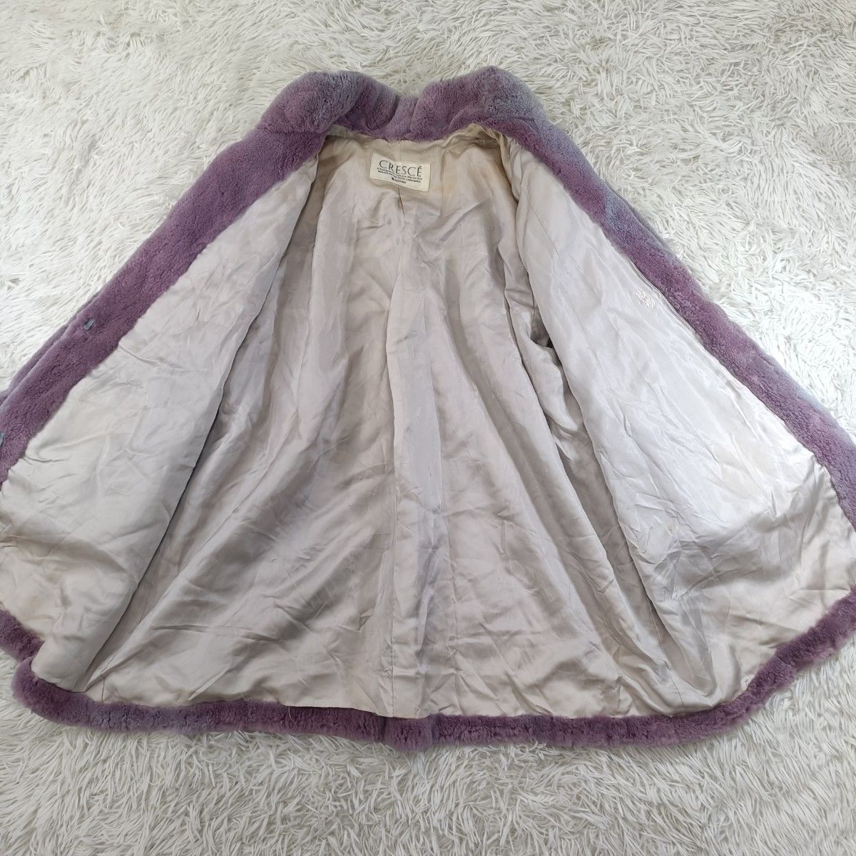 総丈95㎝ 染めミンク パープル系 シェアード コート 毛並み◎なめし柔らか シェアードミンク ファーコート パープル系 ミンクコート リアルファー