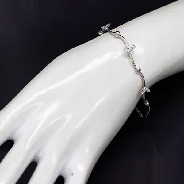 ヴァンドーム青山 K18WG ダイヤモンド ブレスレット 0.11ct 植物