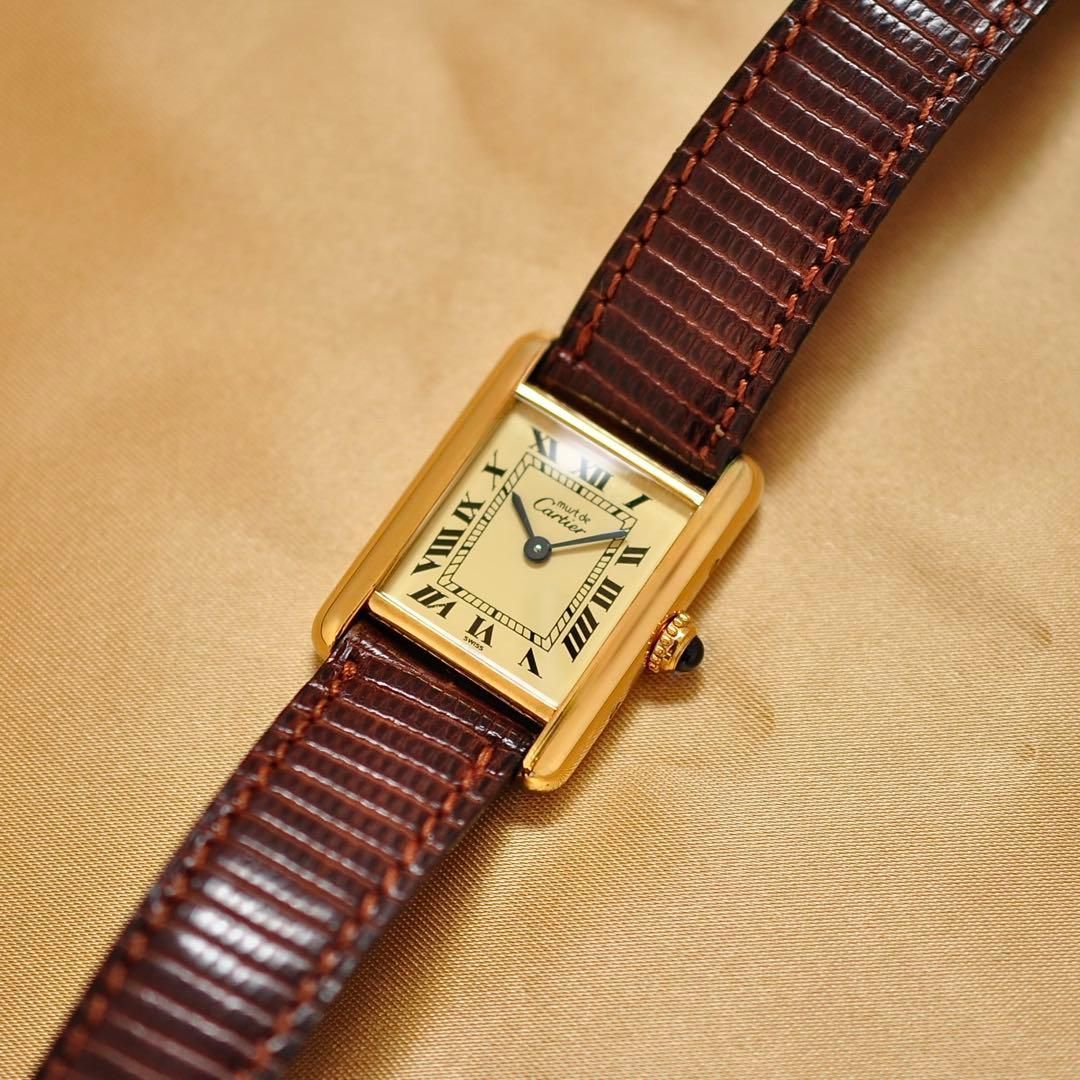 Cartier マストタンク SM ヴェルメイユ クォーツ アイボリー文字盤